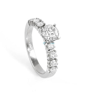 Art deco Engagement ring-Gold Ring-Promise ring-Round engagement-6 prong engagement-Estate diamond ring-Solid gold ring-Micro pave ring