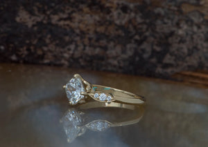 Halo Cushion Ring-Vintage engagement ring-1 carat Diamond Engagement Ring yellow gold  -Dainty Promise Ring-Nature ring-Cushion diamond Ring
