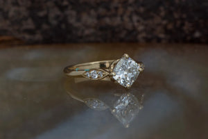 Halo Cushion Ring-Vintage engagement ring-1 carat Diamond Engagement Ring yellow gold  -Dainty Promise Ring-Nature ring-Cushion diamond Ring