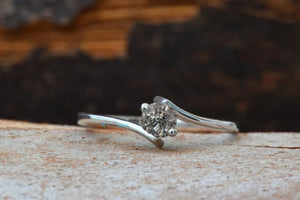 0.30 ct Salt and Pepper solitaire engagement ring - 14k 18k White Gold