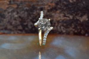 1.5 ct salt & pepper diamond-Salt and Pepper diamond engagement ring-Grey diamond ring-Promise ring-Salt and pepper ring-salt pepper ring
