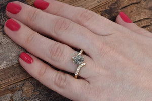 1.5 ct salt & pepper diamond-Salt and Pepper diamond engagement ring-Grey diamond ring-Promise ring-Salt and pepper ring-salt pepper ring