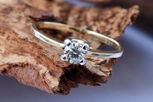 Gold Solitaire Ring-Solitaire ring-0.40ct Engagement Ring-Promise ring-Art deco ring-Custom Ring-Bridal ring-Solid gold ring-Branch ring