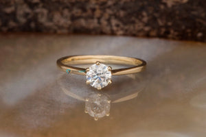 Solitaire diamond Ring 0.50ct-Solitaire engagement ring-Solid gold ring-Dainty Promise Ring-Round halo-Gold Solitaire Ring-Solitaire 6 prong