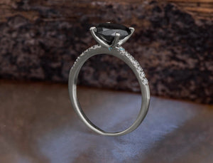 2 ct Black Diamond Engagement Ring-Black diamond ring-Black diamond rings for women-Black Diamond Wedding Ring-Black Solitaire ring 14k 18k