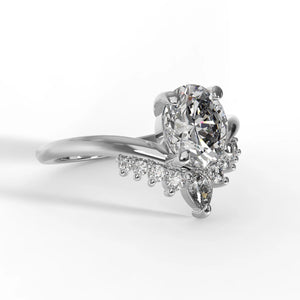 A Unique Oval 0.50 ct Diamond Ring with a Curve Band