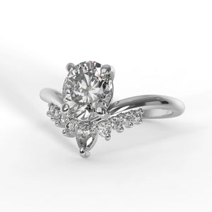 A Unique Oval 0.50 ct Diamond Ring with a Curve Band