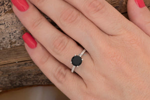 2 ct Black Diamond Engagement Ring-Black diamond ring-Black diamond rings for women-Black Diamond Wedding Ring-Black Solitaire ring 14k 18k