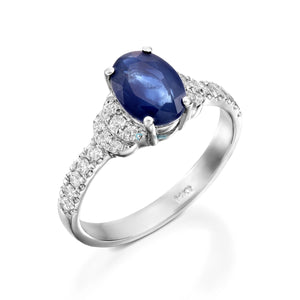 Non traditional sapphire engagement ring