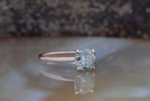 3ct Salt and Pepper diamond engagement ring - 14k 18K Rose Gold