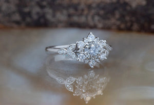 Salt and Pepper diamond engagement ring-salt and pepper diamond ring-Flower engagement ring -branch engagement ring-Twig Engagement Ring