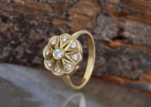 Vintage engagement ring-Art deco ring-Signet rings-Anniversary ring-Engagement Ring-Flower engagement ring-Promise ring-Filigree ring