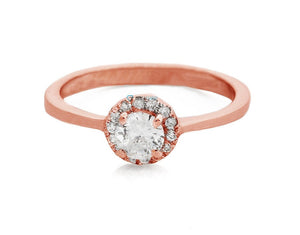 Halo wedding ring-Diamond Engagement Ring-Solid gold ring-Dainty Promise Ring-Promise ring-Halo diamond ring-Art deco ring-Rose gold ring