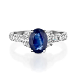 Non traditional sapphire engagement ring