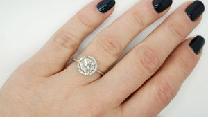 Halo wedding ring-Diamond Engagement Ring-Round halo-Dainty Promise Ring-Promise ring-Halo diamond ring-Art deco ring-Solid gold ring