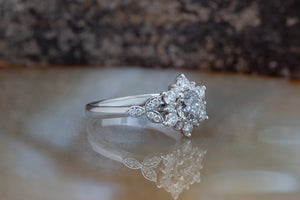 Salt and Pepper diamond engagement ring-salt and pepper diamond ring-Flower engagement ring -branch engagement ring-Twig Engagement Ring