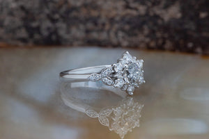 Salt and Pepper diamond engagement ring-salt and pepper diamond ring-Flower engagement ring -branch engagement ring-Twig Engagement Ring