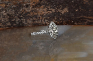 Salt and pepper diamond-1ct black diamond ring-Salt and pepper ring-Grey diamond ring-Marquise engagement ring-Marquise ring-Art Deco Ring