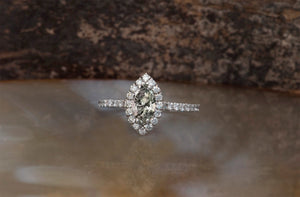 Salt and pepper diamond-1ct black diamond ring-Salt and pepper ring-Grey diamond ring-Marquise engagement ring-Marquise ring-Art Deco Ring