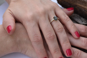 Diamond ring with Sapphire-Green sapphire 0.70 ct -Sapphire Engagement Ring-Green sapphire ring-Green sapphire ring gold-Anniversary ring