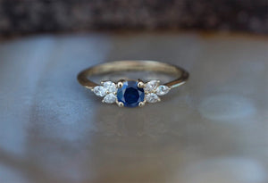 Dainty branch sapphire ring-Blue sapphire Engagement Ring-Promise ring-Marquise diamond ring-Gatsby sapphire ring-Twig engagement ring - SevenCarat