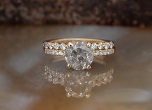 3.64salt&pepper diamond-Salt and Pepper diamond engagement ring-Solitaire ring-Promise ring-Salt and pepper ring-Wedding set-Galaxy diamond