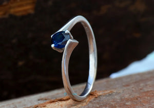 Dainty sapphire solitaire ring