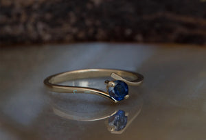 Dainty sapphire solitaire ring