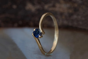 Dainty sapphire solitaire ring