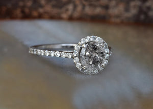 2 carat diamond ring-Salt and Pepper diamond engagement ring-Vintage ring-Salt and pepper engagement ring-Grey diamond-Salt pepper ring