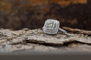 1.50 Halo Cushion diamond ring-Vintage salt and pepper ring-Promise ring-Salt and pepper ring-Salt pepper diamond-Cushion cut ring