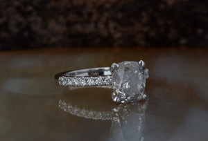 2 ct salt & pepper diamond-Salt and Pepper diamond engagement ring-4 prong solitaire ring-2ct diamond-Salt and pepper ring-Radiant diamond