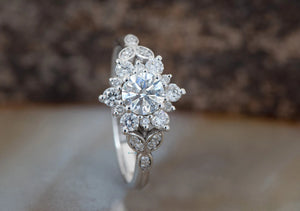 Twig engagement ring-Nature ring-1 carat flower diamond ring-Art deco Engagement Ring-Flower engagement ring -Promise ring-Branch ring
