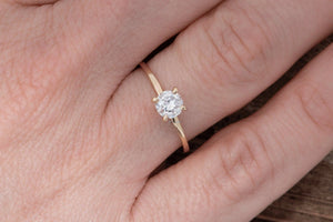 Gold Solitaire Ring-Solitaire diamond ring-Solitaire 4 prong-Solitaire ring 0.40 ct-Dainty Round Cut Solitaire Engagement-Solid gold ring