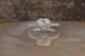 Diamond heart ring-Diamond Engagement Ring-Cluster engagement ring-Promise ring-Heart ring-Art deco engagement ring-Heart shaped diamond