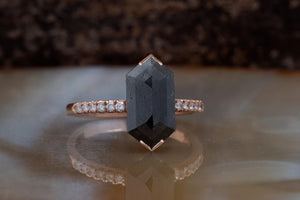 2.22 ct Salt and Pepper diamond engagement ring - 14k 18K Rose Gold