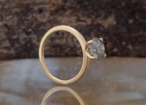 2ct salt & pepper diamond-Salt and Pepper diamond engagement ring-4 prong solitaire ring-2 ct diamond-Salt and pepper ring-Grey diamond ring