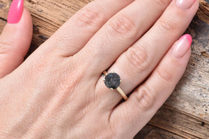3 ct Salt and Pepper galaxy diamond engagement - 14k 18K Yellow Gold