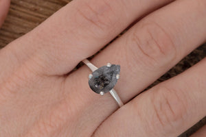 2.12 ct Salt and Pepper diamond engagement ring-Grey diamond ring