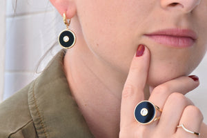 Art Deco Onyx earrings with diamonds