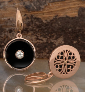 Art Deco Onyx earrings with diamonds