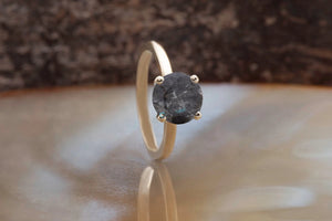 3 ct Salt and Pepper galaxy diamond engagement - 14k 18K Yellow Gold