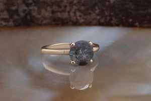 3 ct Salt and Pepper galaxy diamond engagement - 14k 18K Yellow Gold