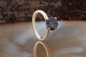 3 ct Salt and Pepper galaxy diamond engagement - 14k 18K Yellow Gold