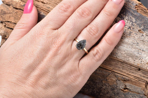 2.12 ct Salt and Pepper grey diamond engagement ring - 14k 18K Yellow Gold