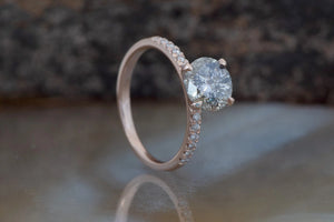 3ct Salt and Pepper diamond engagement ring - 14k 18K Rose Gold