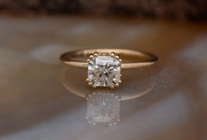 0.88 carat Radiant solitaire ring