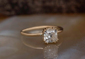 0.88 carat Radiant solitaire ring