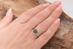 5.7 ct salt & pepper diamond-Salt and Pepper diamond engagement ring-4 prong solitaire ring-Salt and pepper ring-Grey diamond ring