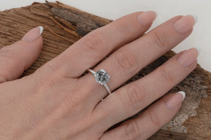 3 ct Salt and Pepper grey diamond engagement ring - 14k 18K White Gold